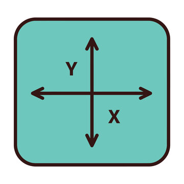 Cartesian Coordinate System Icon with X and Y Axis Arrows on Blue Rounded Square