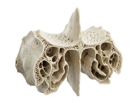 Ethmoid bone of human skull isolated on white background