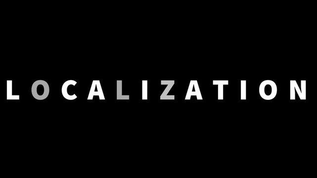 Localization Typography Animation &ndash; Modern Global Business Text on Black Background