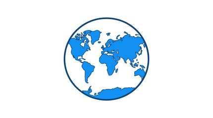 Fototapeta premium The blue globe displays a world map on a plain surface.