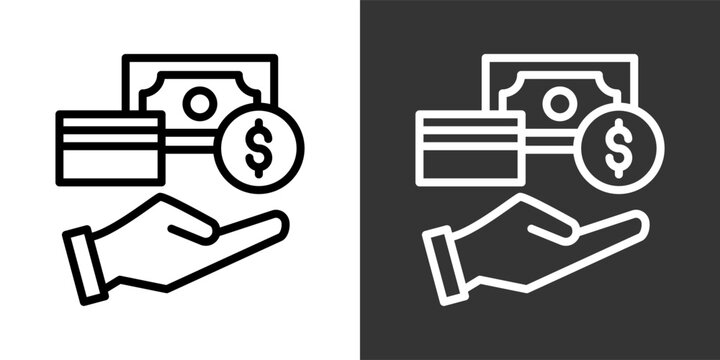 Payment Method Black And White Icon Set Collection Pack Vector Illustration