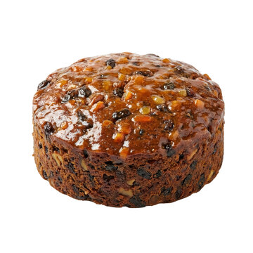 Isolated Fruitcake, Glazed and Round for Food Photography