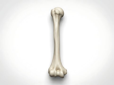 Anatomically correct human humerus bone isolated on white background