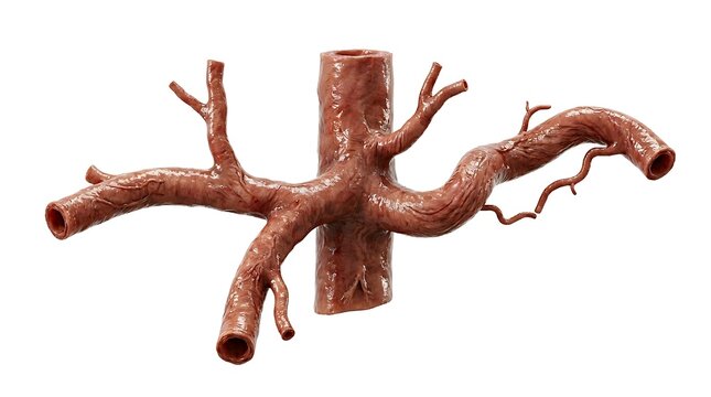 3d render of human celiac trunk artery anatomy isolated on white background