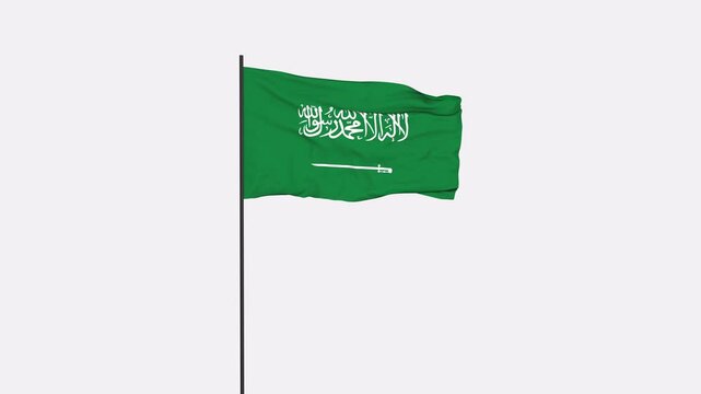 Saudi Arabia Flag Animation 4K Transparent Background with Alpha Channel