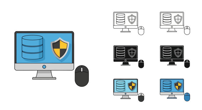Computer data security and network protection icons.