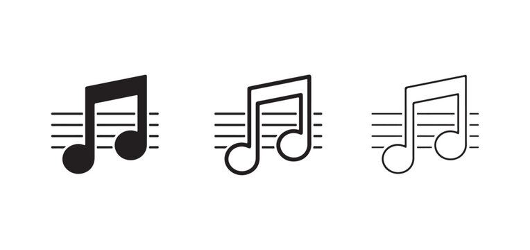 eighth note musical symbols with lines on white background  representing music and sound