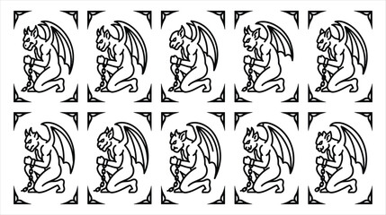 Obraz premium A professional vector asset sheet containing exactly 10 individual gothic gargoyle vector icons on a white background