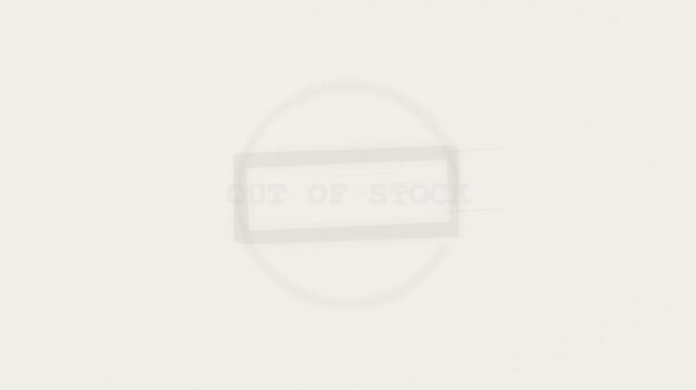 Out of Stock stamp mark with digital glitch effect on white background