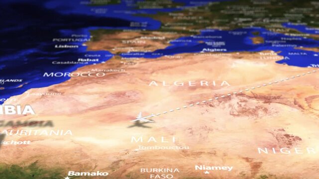 Flight From Athens GREECE to Banjul GAMBIA with flag pins