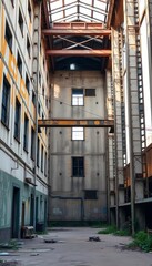 Fototapeta premium Abandoned industrial building with urban decay, decay, market