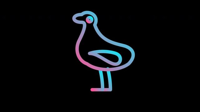 Ostrich Bird Icon Outline with Alpha Channel