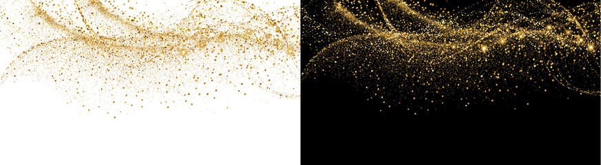 Fototapeta premium PNG image of&nbsp;Shimmering golden glitter particles flowing in elegant waves with sparkling light effects and glowing dust texture on transparent background