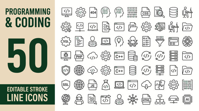 DevOps icon set. Software development and operations icon collection. Editable line icons. Vector illustration.