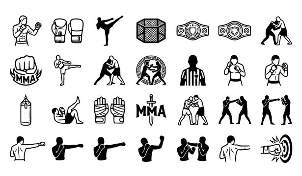 Mma and martial arts icons and logos
