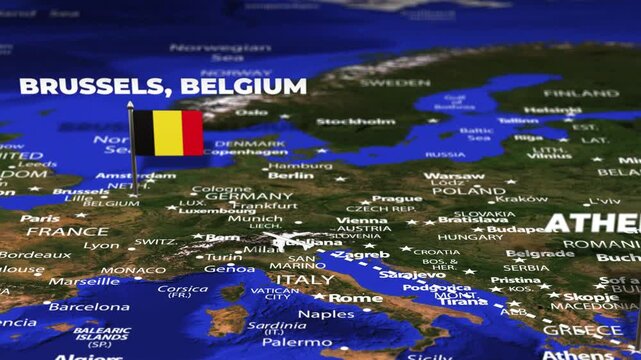 Flight From Athens GREECE to Brussels BELGIUM with flag pins