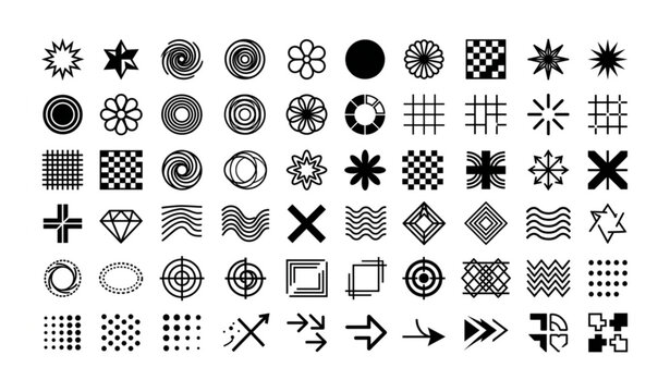 Black and white geometric patterns collection for design and branding