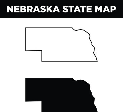 Black and white outline map of nebraska state