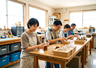 Fototapeta premium 就労支援施設で軽作業に取り組む