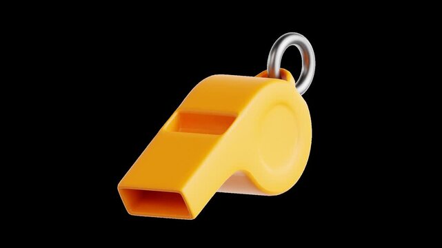 Blowing plastic whistle emitting sound waves sports coaching referee equipment