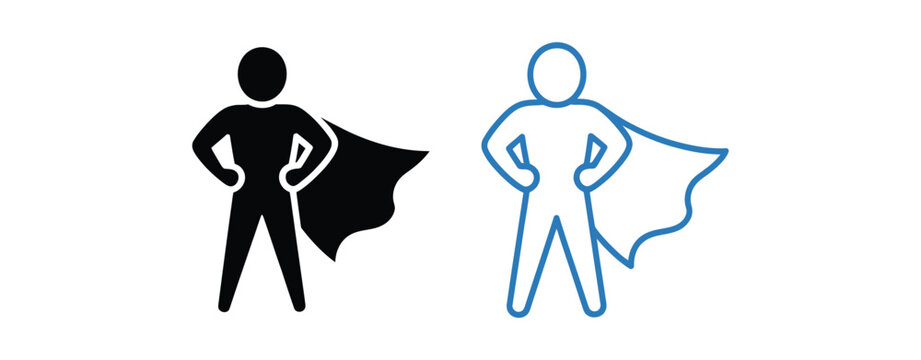 Superhero Icon Set Featuring Hero Cape Symbols for Power, Courage, and Achievement Concepts