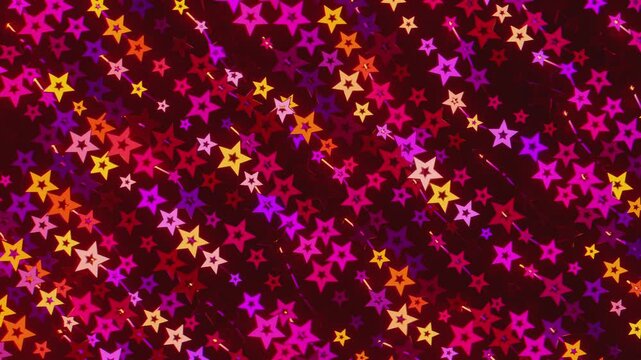 Futuristic abstract wall with glowing geometric stars. Seamless VJ loop of a rhythmic digital structure and pattern, creative motion background for electronic music festivals and stage displays.
