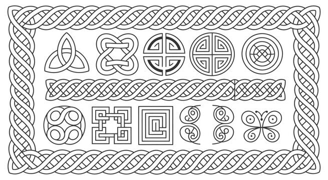 Celtic Knot Ornamental Borders for Irish Heritage, Medieval Manuscript Designs, Traditional Craft Patterns, Cultural Celebrations and Decorative Frame Projects