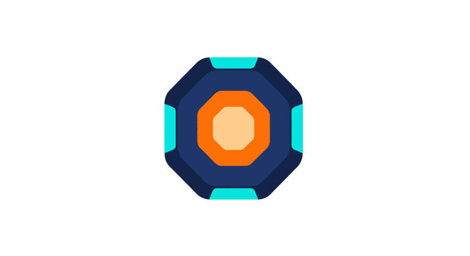 Colorful Geometric Octagonal Digital Technology Icon Design.
