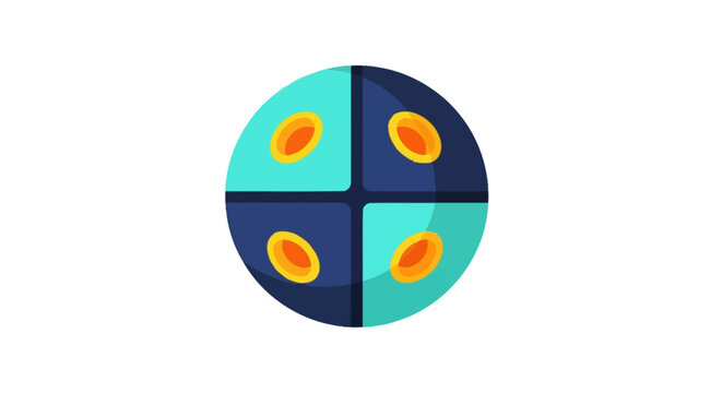 Colorful abstract circle divided into four quadrants design.