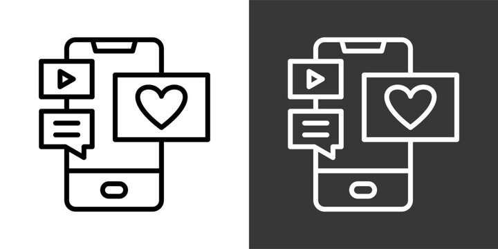 Social Media White And Black Icon Set Multiple Style Collection Pack Vector Illustration