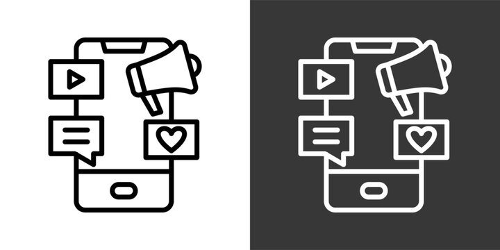 Marketing White And Black Icon Set Multiple Style Collection Pack Vector Illustration