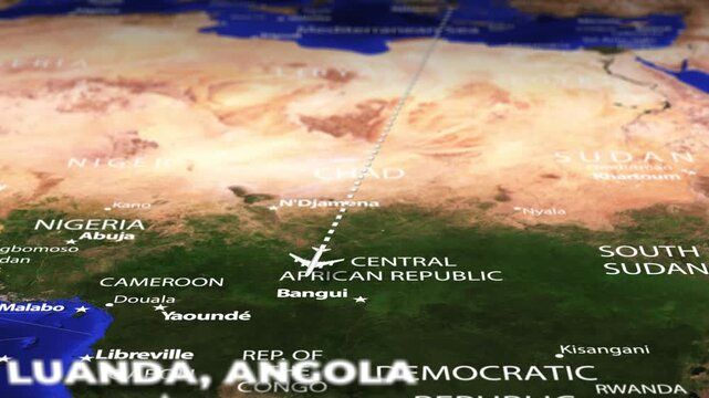 Flight From Athens GREECE to LUANDA ANGOLA with flag pins