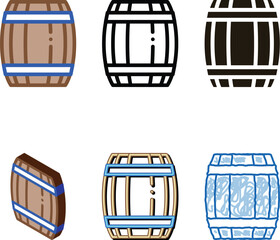 Fototapeta premium multipack Wooden Barrel Icon Vector. Outline Wooden Barrel Sign. Isolated Contour Symbol