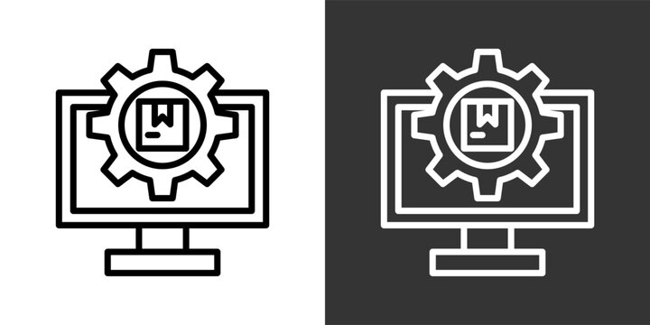 Monitoring System White And Black Icon Set Multiple Style Collection Pack Vector Illustration