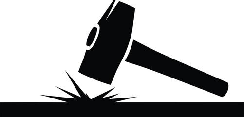 Silhouette vector hammer striking metal surface for construction industry graphic design © AbdullahAl