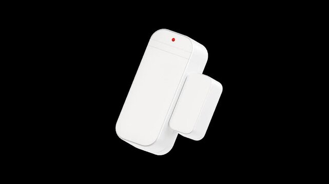 Rotating wireless door sensor with signal pulse animation home security monitoring