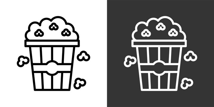 Popcorn White And Black Icon Set Multiple Style Collection Pack Vector Illustration