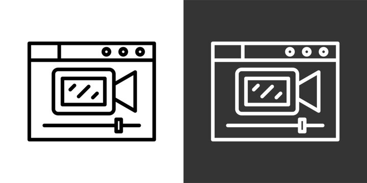 Video White And Black Icon Set Multiple Style Collection Pack Vector Illustration