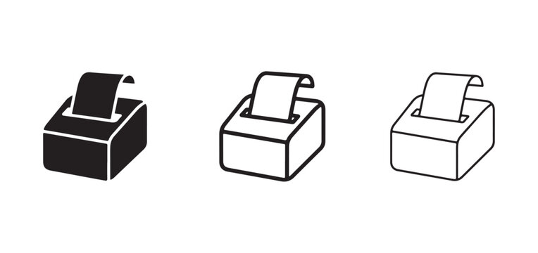 tissue box icons in different styles on white background  black filled  line art  outline