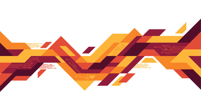 Abstract Downward Arrow Graphic in Red Orange Yellow &mdash; Geometric Decline Trend Concept for Business and Finance