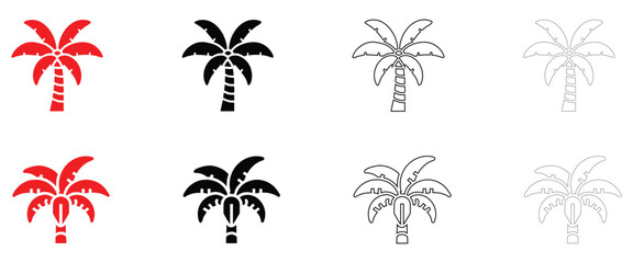 Banana tree icon vector, tropical summer banana tree symbol icon vector, silhouette and line art illustration © GraphicsHub