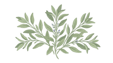 Fototapeta premium Green leafy branch with small leaves.