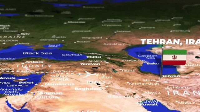 Flight From Athens GREECE to Tehran IRAN with flag pins