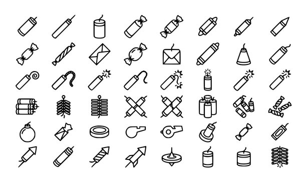 Classic Firecracker Vector Icon Collection with Celebration Crackers