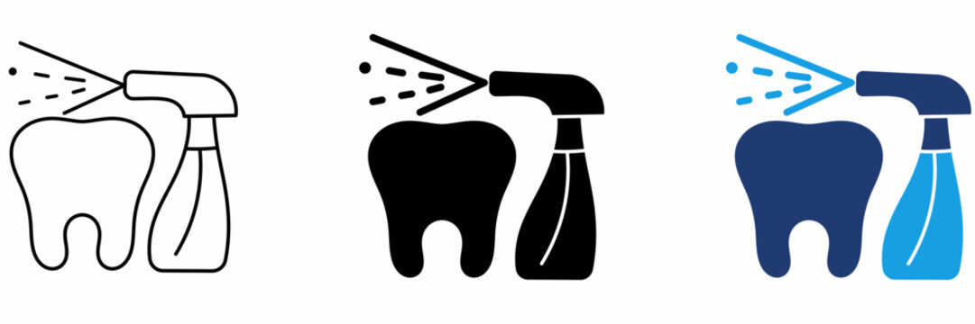 Dental Spray Stroke icon collections. Containing Tooth, Mouthwash, Oral Irrigator, Rinse and more icons.