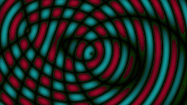 Red and teal abstract moire pattern creating a hypnotic wavy illusion