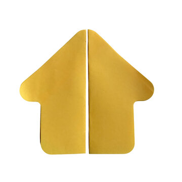 Golden house shaped arrow pointing up