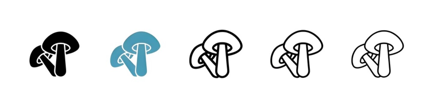 Mushroom line icon vector set. Thin line customizable illustration. Contour symbol. Vector isolated outline drawing. Editable stroke