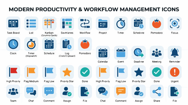 Productivity and workflow management icons.