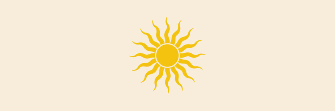 Yellow Sun on Beige Background